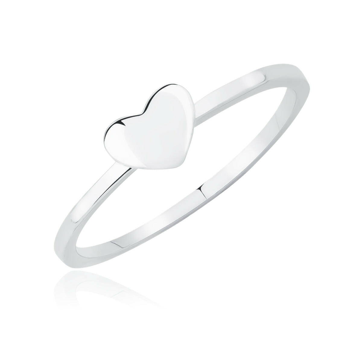 Silver heart-shaped ring on a white background