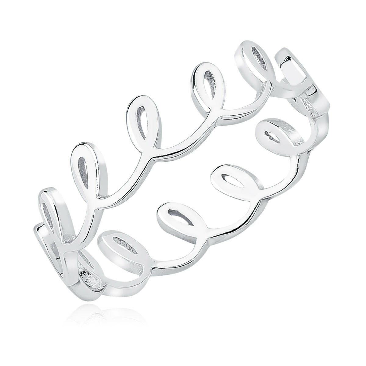Silver ring with 'hello' text on a white background