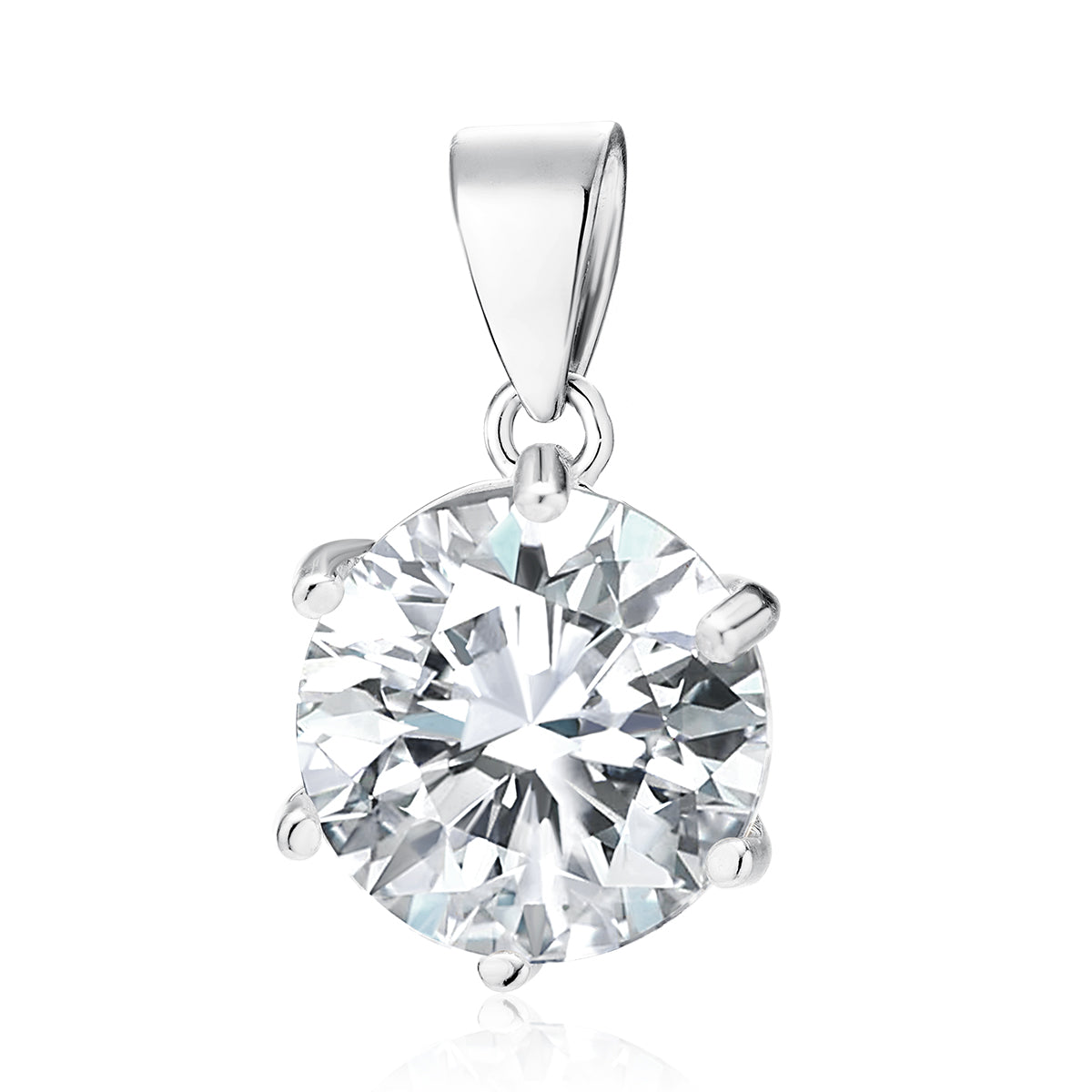 Silver single round White Zirconia pendant