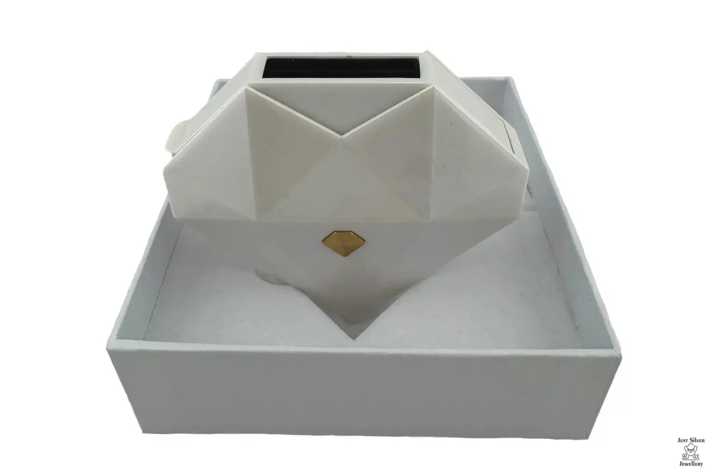 Diamond Heart Shape Ring Gift Box Just Silver Jewellery