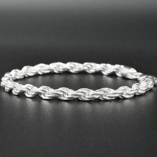 Solid Sterling Silver Rope Bracelet (5.0mm)