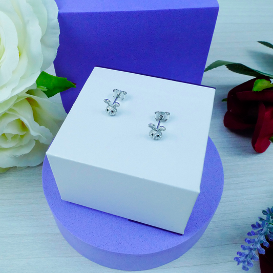 Silver "Black Eyed" Bunny Stud Earrings