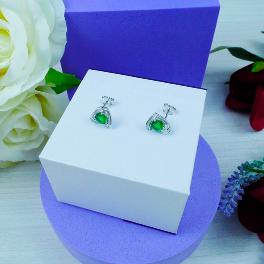 Silver "Emerald" CZ Earrings
