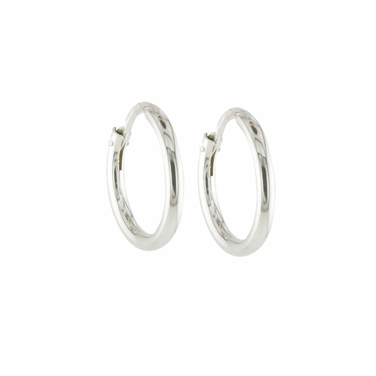 Silver hoop earrings on a white background