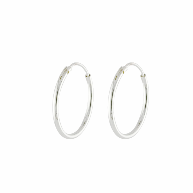 Silver hoop earrings on a white background