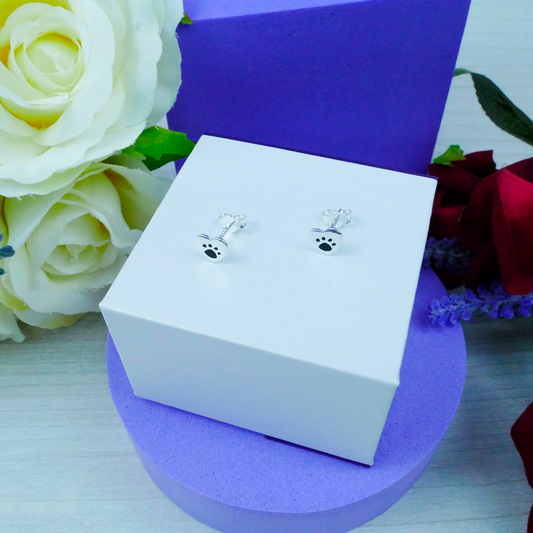 Silver "Heart & Paw Print" Earrings