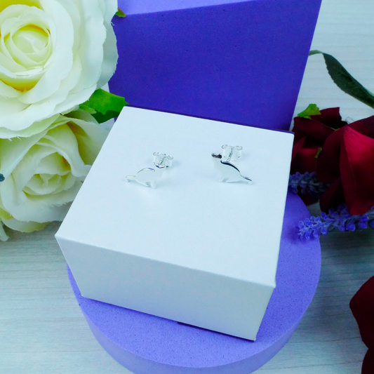 Silver "Sitting Cat" Earrings