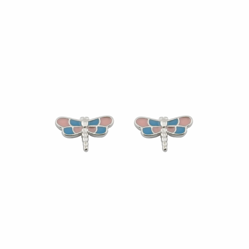 Dragonfly-shaped earrings on a white background