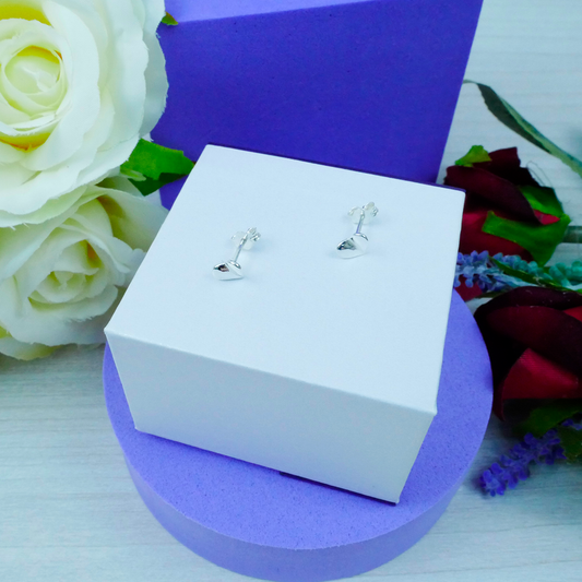 Silver "V" Heart Earrings