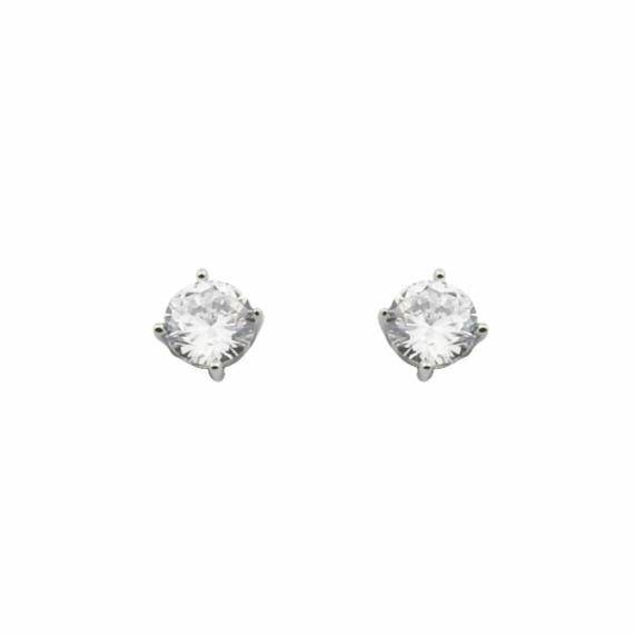 Pair of diamond stud earrings on a white background