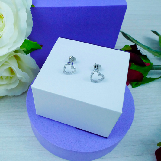 Silver "CZ Of Hearts" Earrings