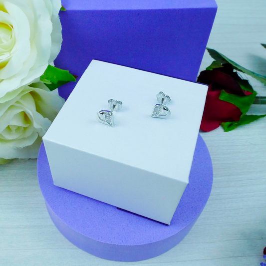 Silver "CZ Leaf" Earrings