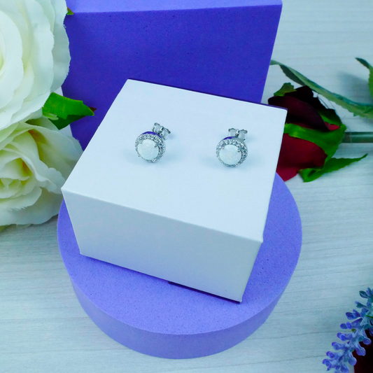 Silver "White CZ" Earrings