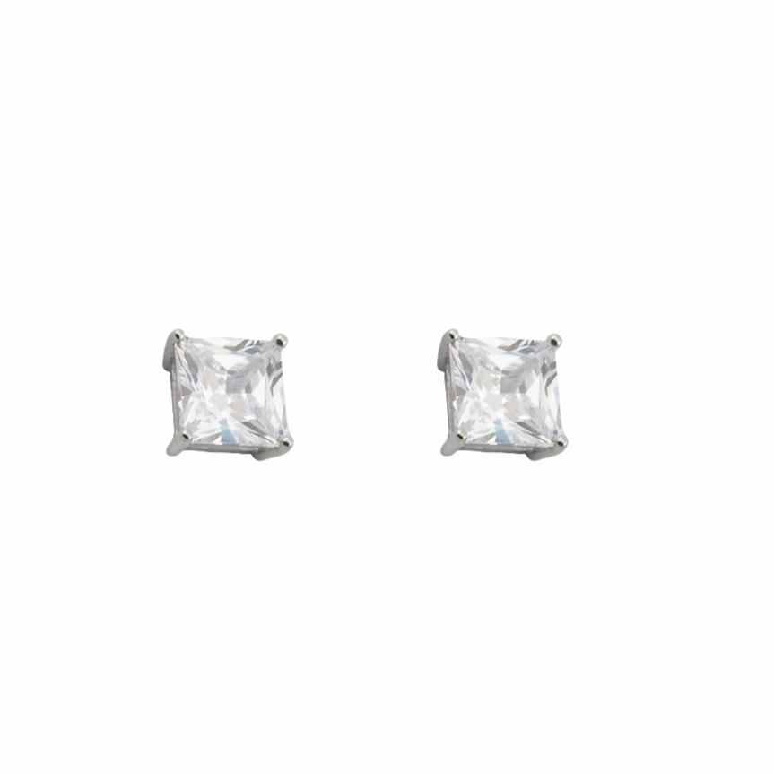 Pair of square-cut stud earrings on a white background