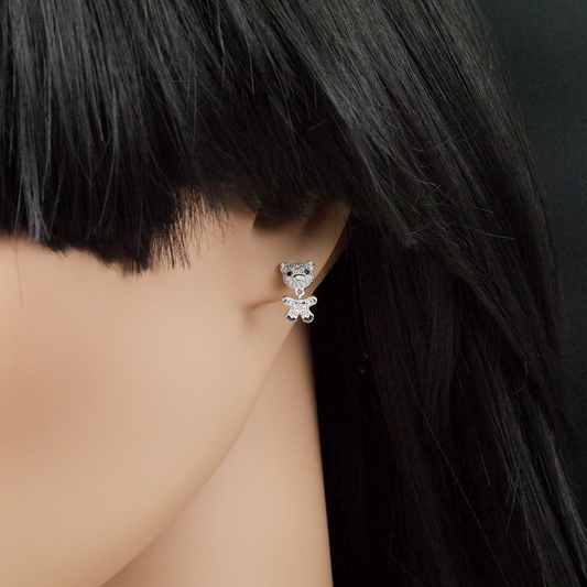 Silver "Teddy Bear" CZ Earrings
