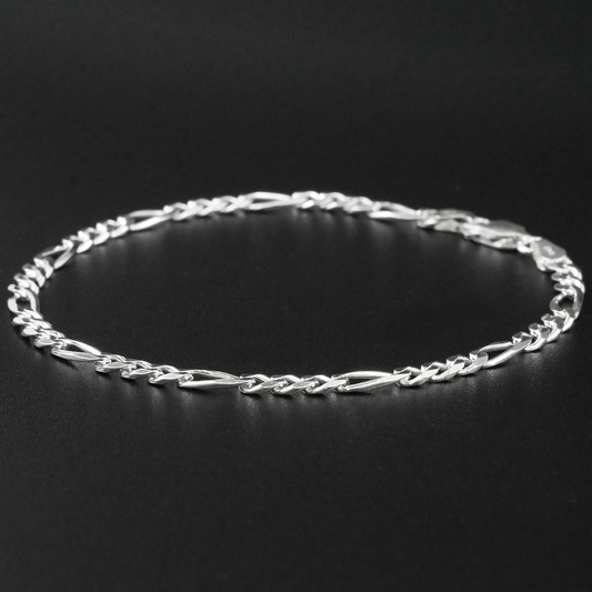 Solid Sterling Silver Figaro Bracelet (3.5mm)