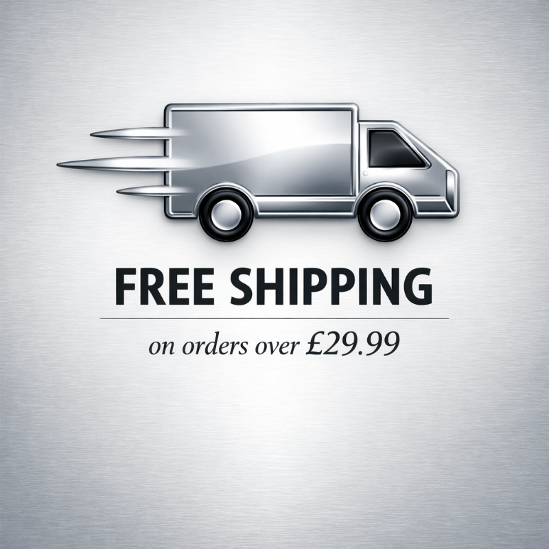 Free shipping offer with a red delivery van on a yellow background