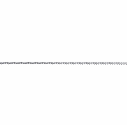 A sterling silver curb chain necklace with a length of 1.4mm, displayed against a white background.