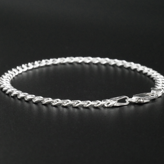 Solid Sterling Silver Curb Bracelet (4mm)