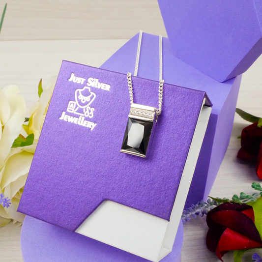 Silver impressive black zircoina pendant & chain