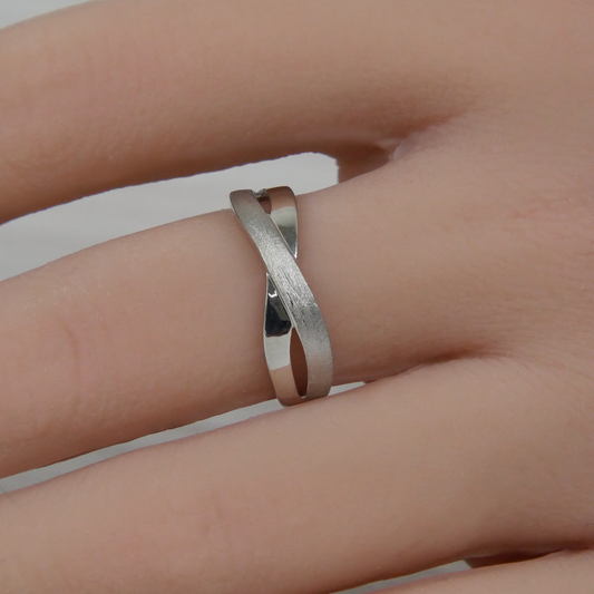 Silver 2 Tone Braid Ring