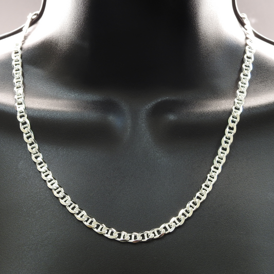 Silver chain necklace on a mannequin neck
