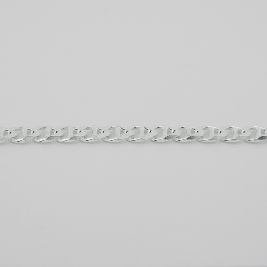 Silver chain on a light gray background