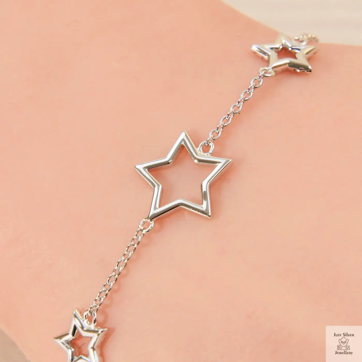 Silver Stars Cubic Zirconia Bracelet Just Silver Jewellery