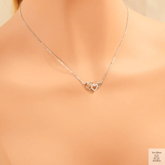 Silver Triple Hearts Cubic Zirconia Necklace