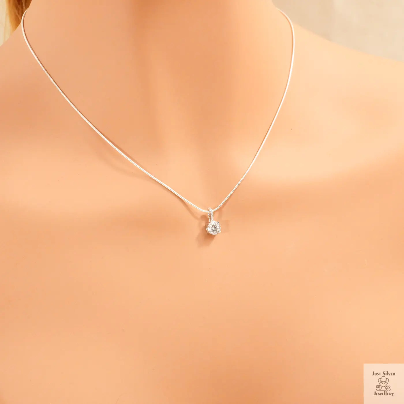 Silver Clear Natural Zircon Pendant