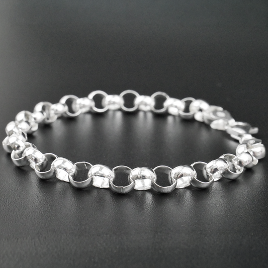 Solid Sterling Silver Rolo Bracelet (6.4mm)