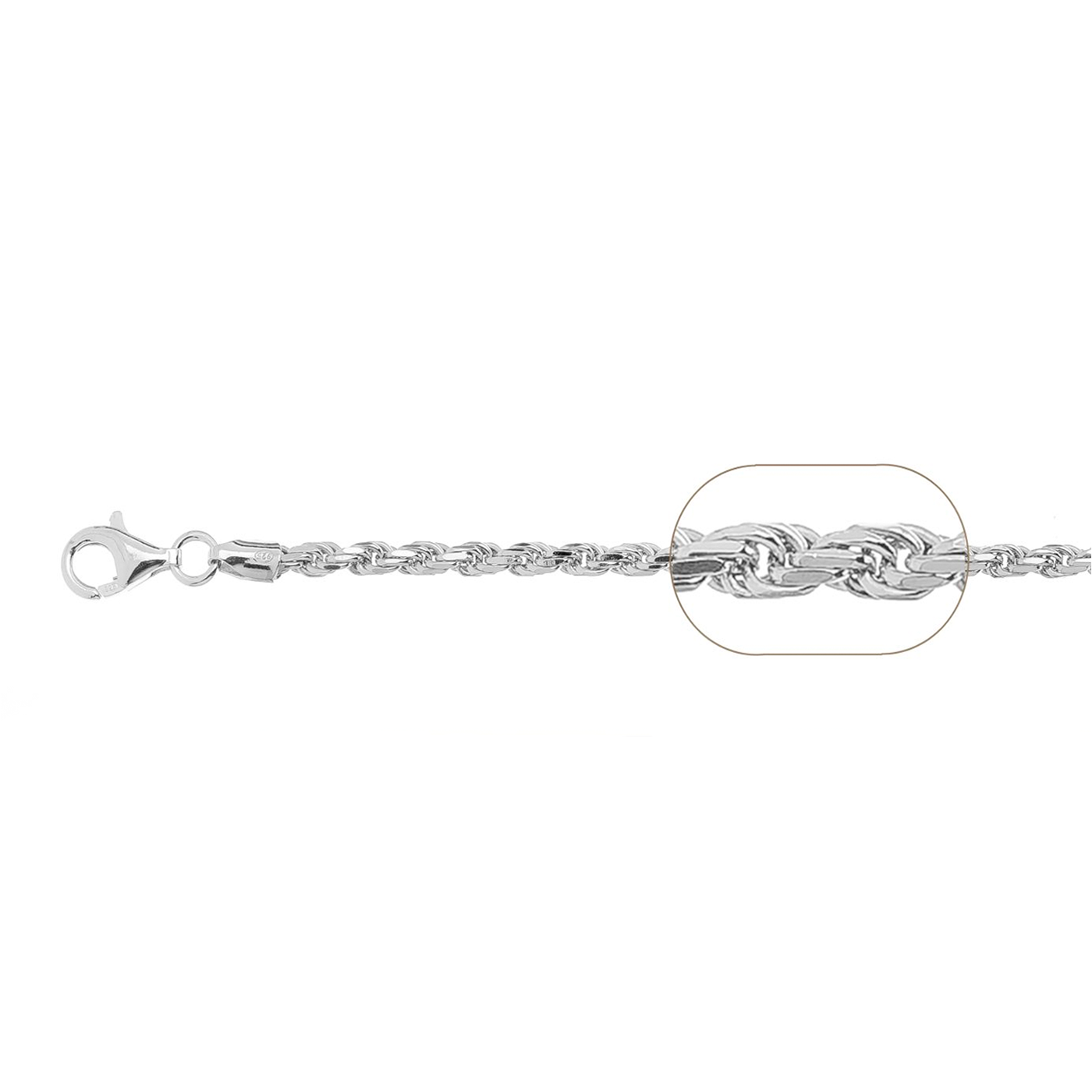 Solid Sterling Silver Rope Chain (5.0mm)