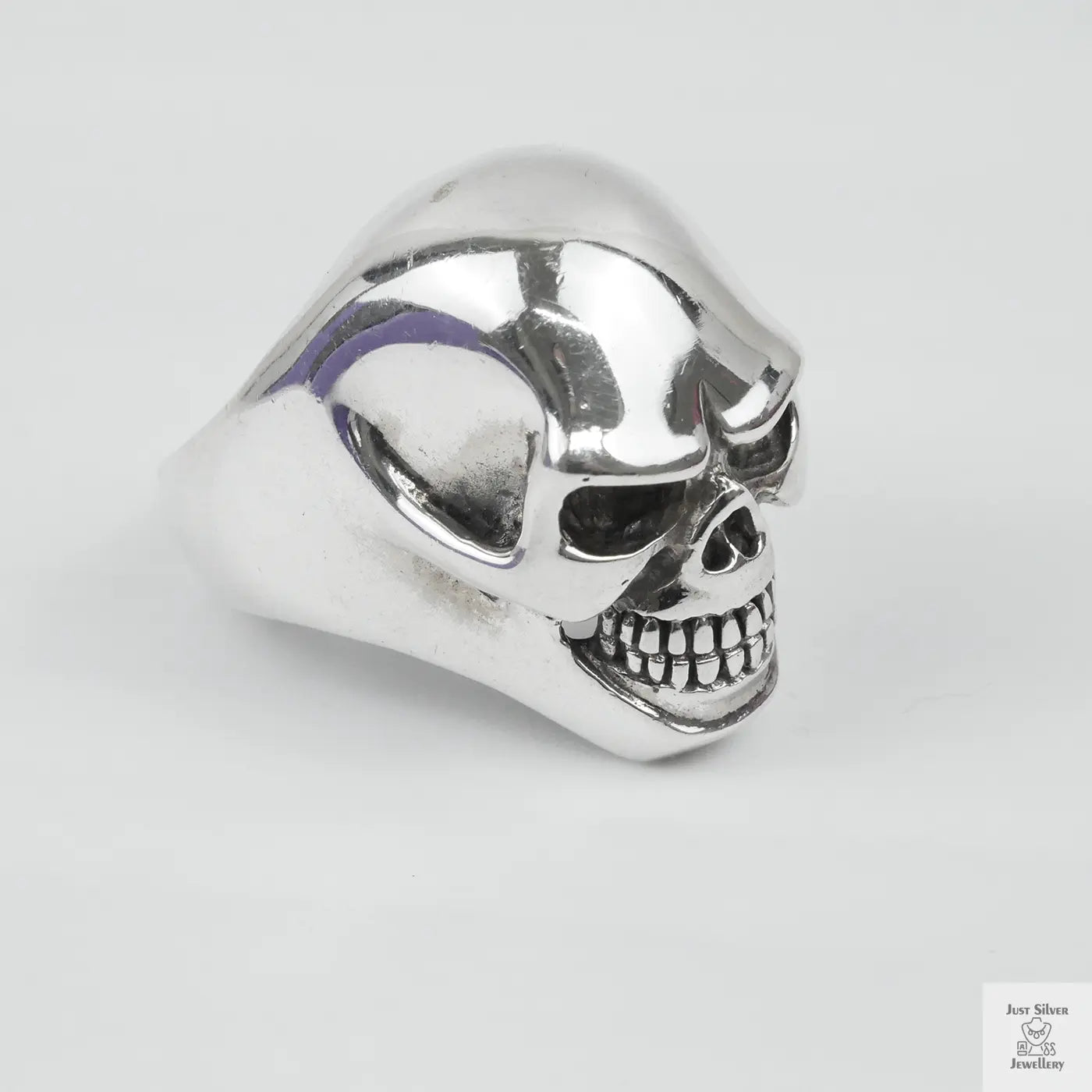 Silver Bold "Happy Skull" Gents Ring Just Silver Jewellery