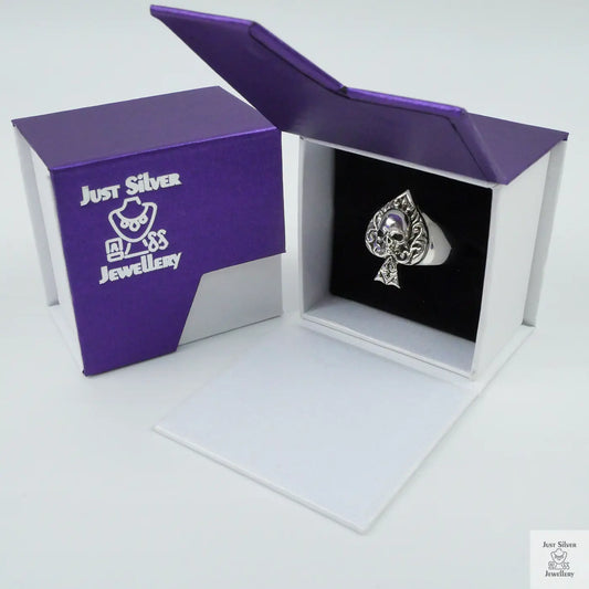 Silver Bold "Ace & Skull" Gents Ring Just Silver Jewellery