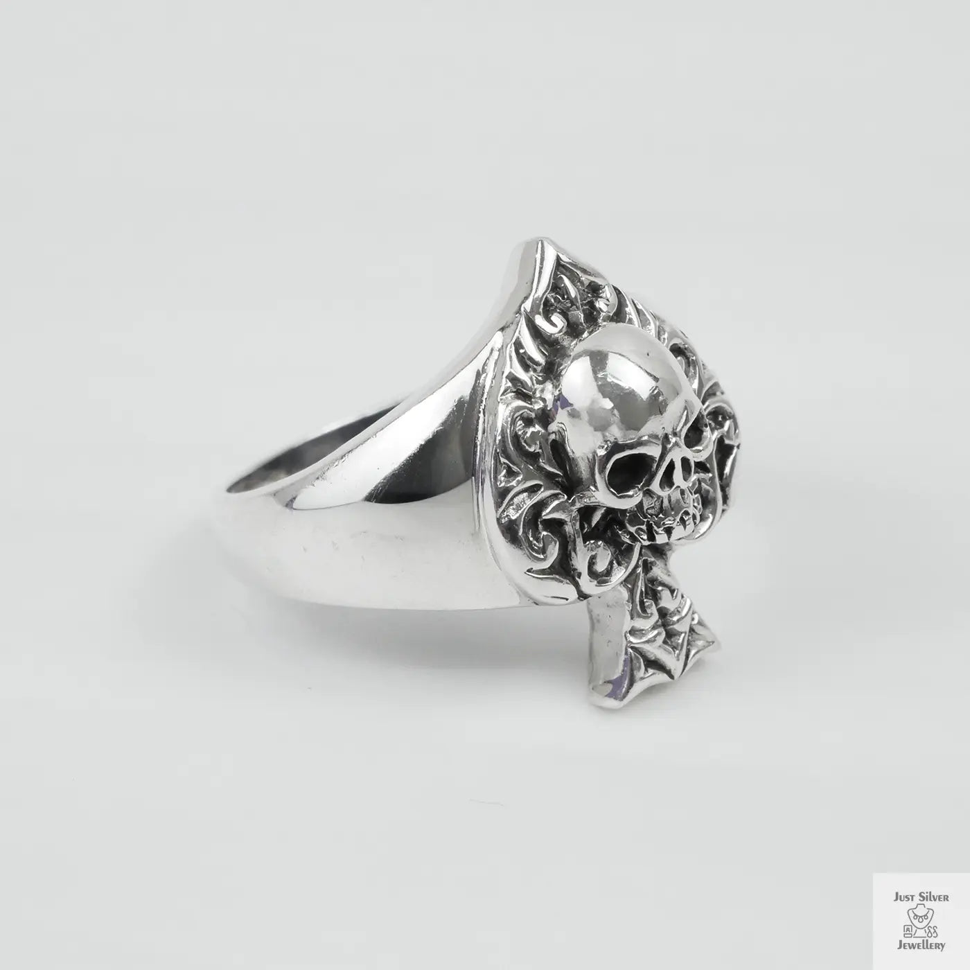 Silver Bold "Ace & Skull" Gents Ring Just Silver Jewellery