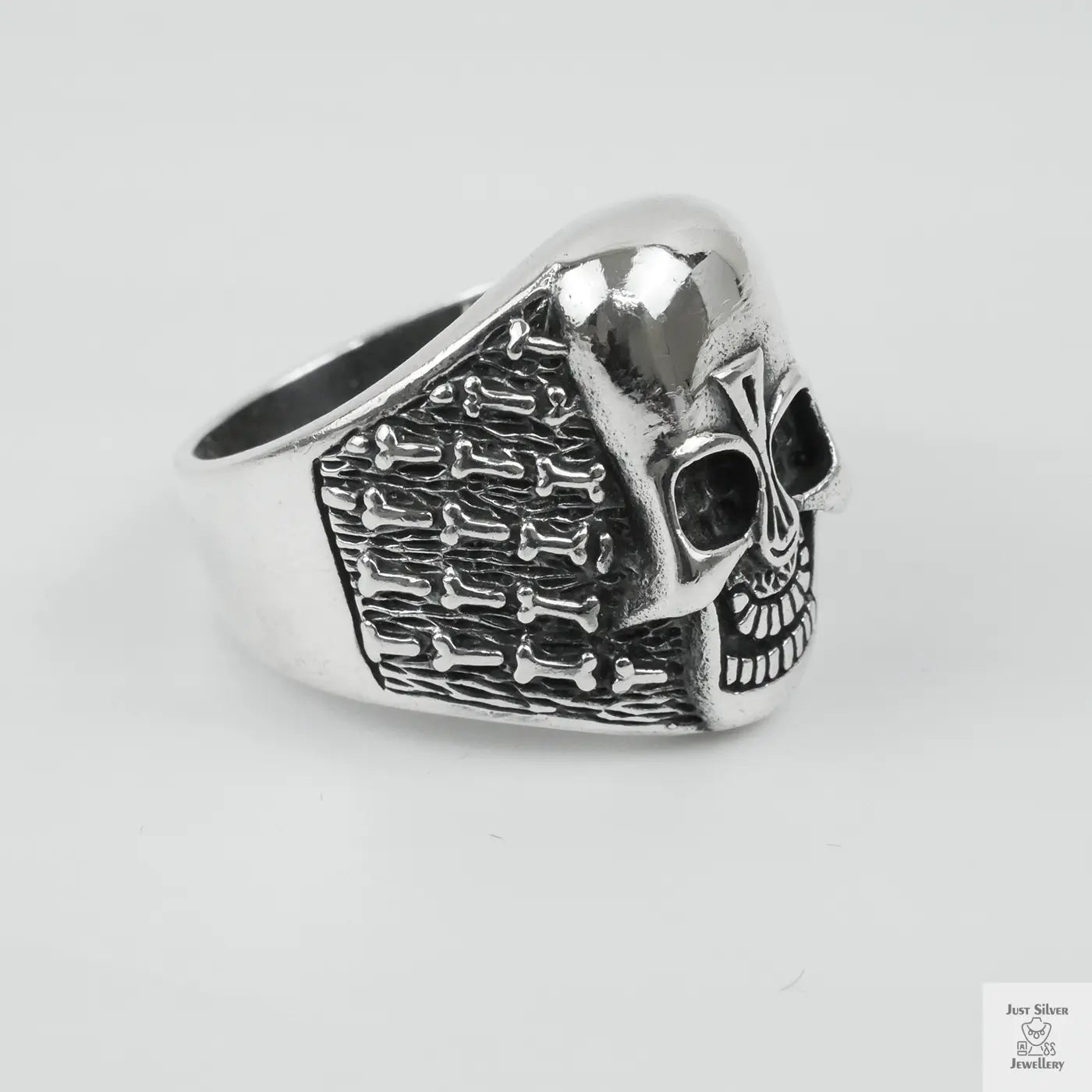 Silver Bold "Aztec Skull" Gents Ring Just Silver Jewellery