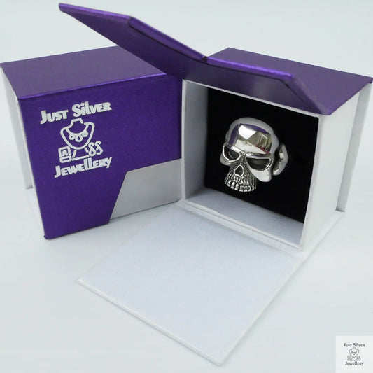 Silver Bold "Skull Face" Gents Ring Just Silver Jewellery