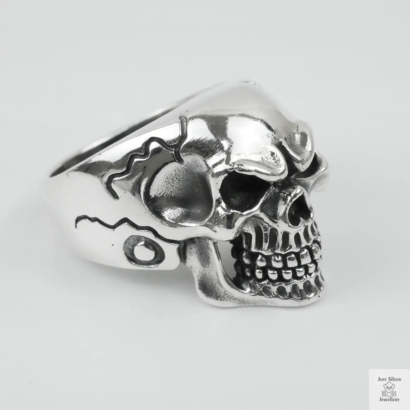Silver Bold "Face Skull" Gents Ring Just Silver Jewellery