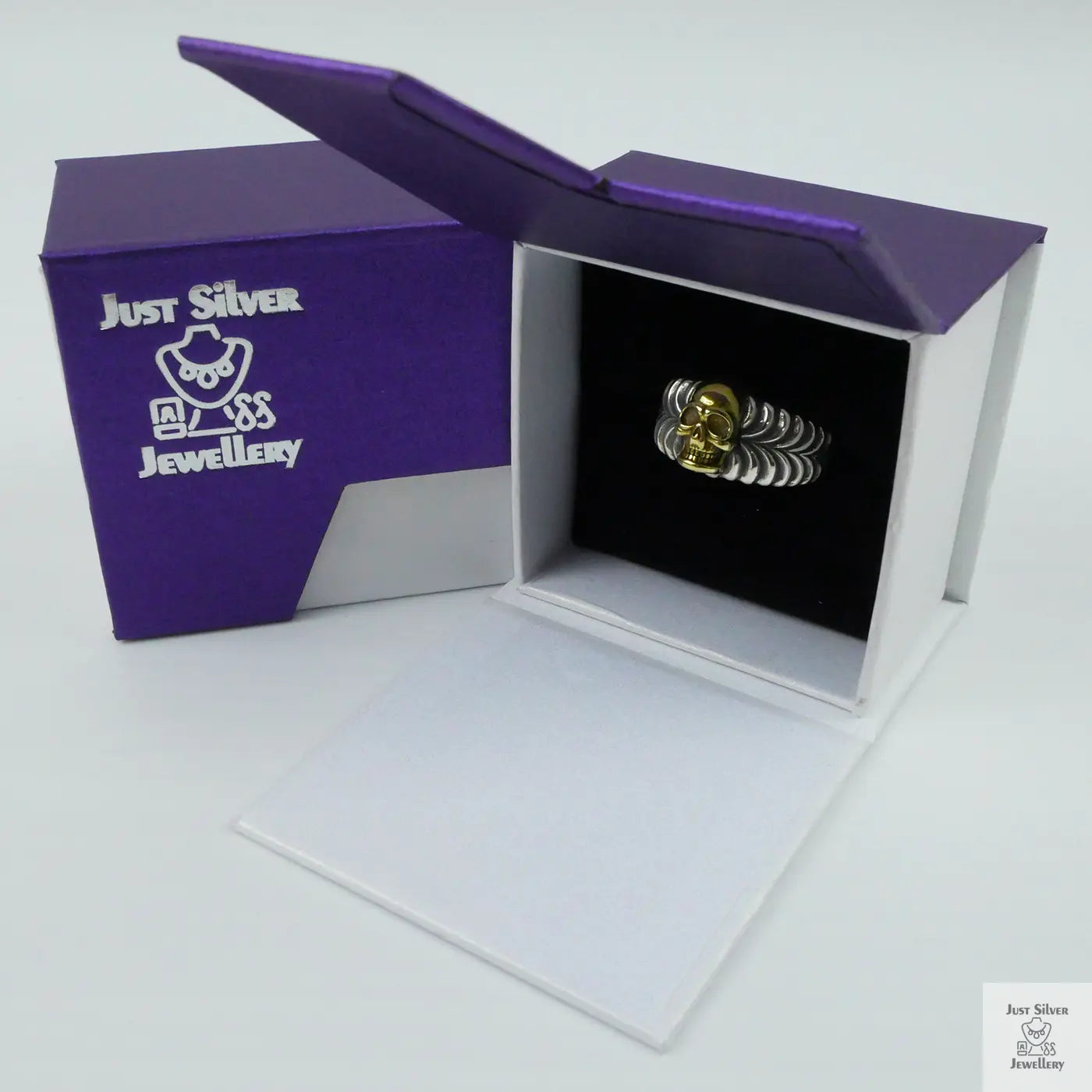 Silver Bold "Brass Skull" Gents Ring Just Silver Jewellery