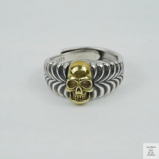Silver Bold "Brass Skull" Gents Ring Just Silver Jewellery
