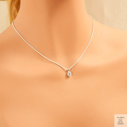 Silver Solitaire Natural Zircon Pendant