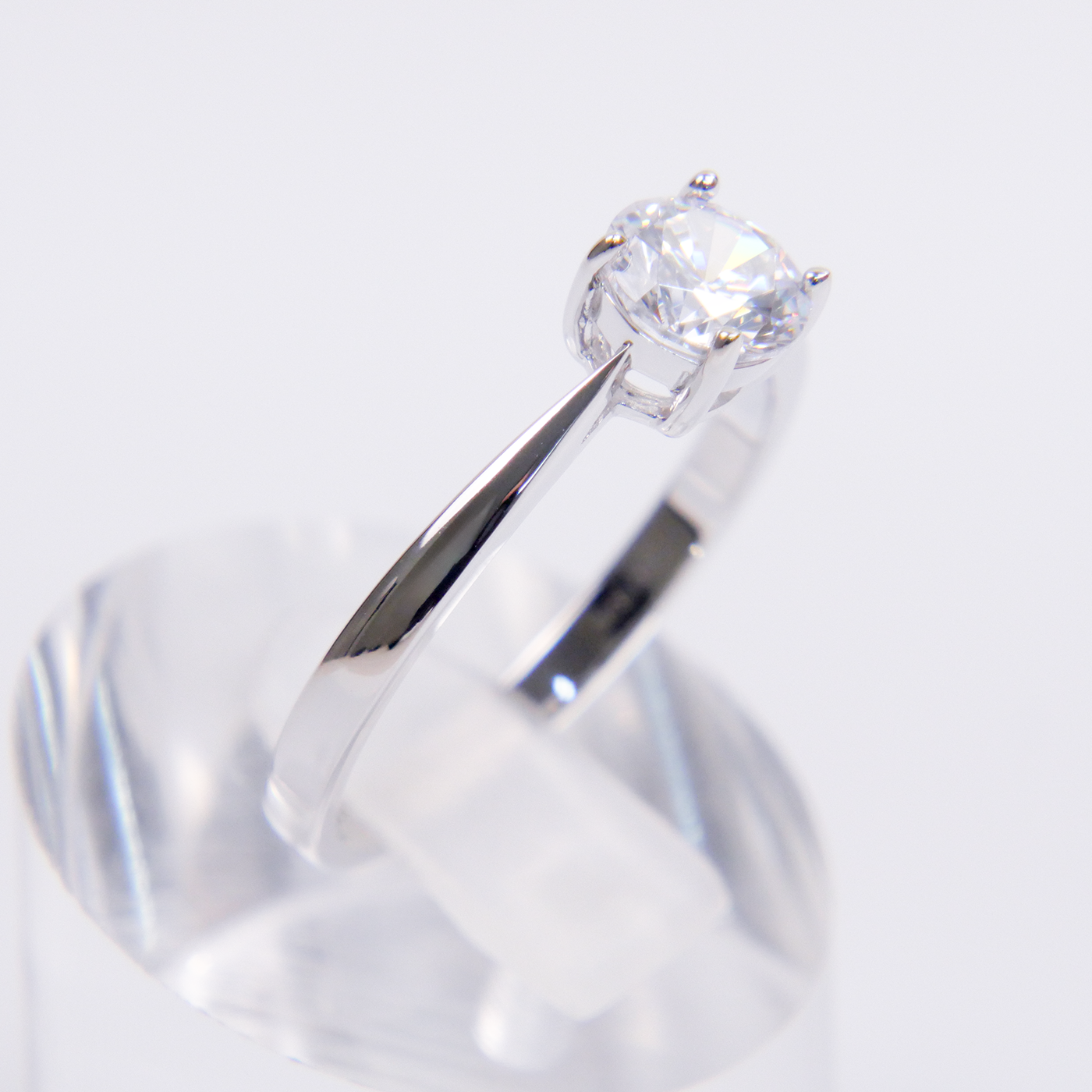 Silver Solitaire Natural Zircon Ring