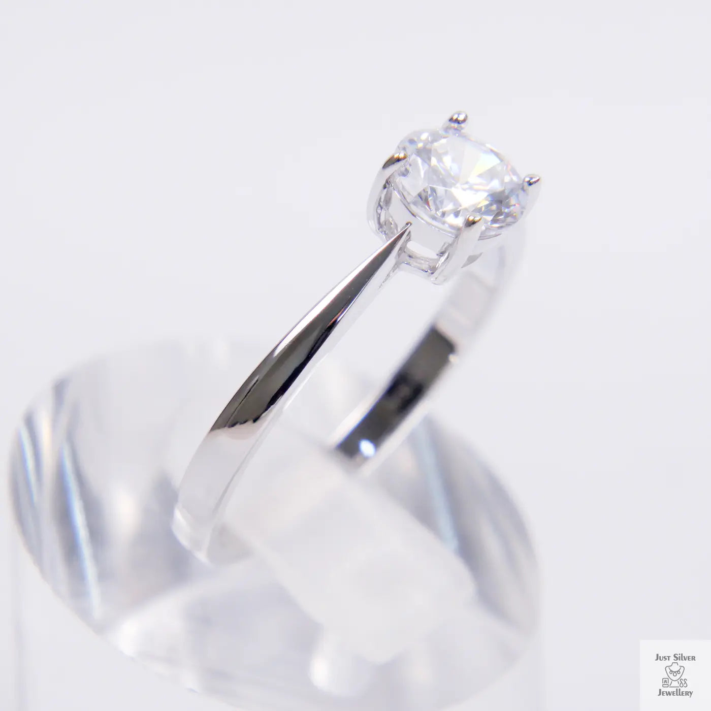Silver Solitaire Natural Zircon Ring Just Silver Jewellery