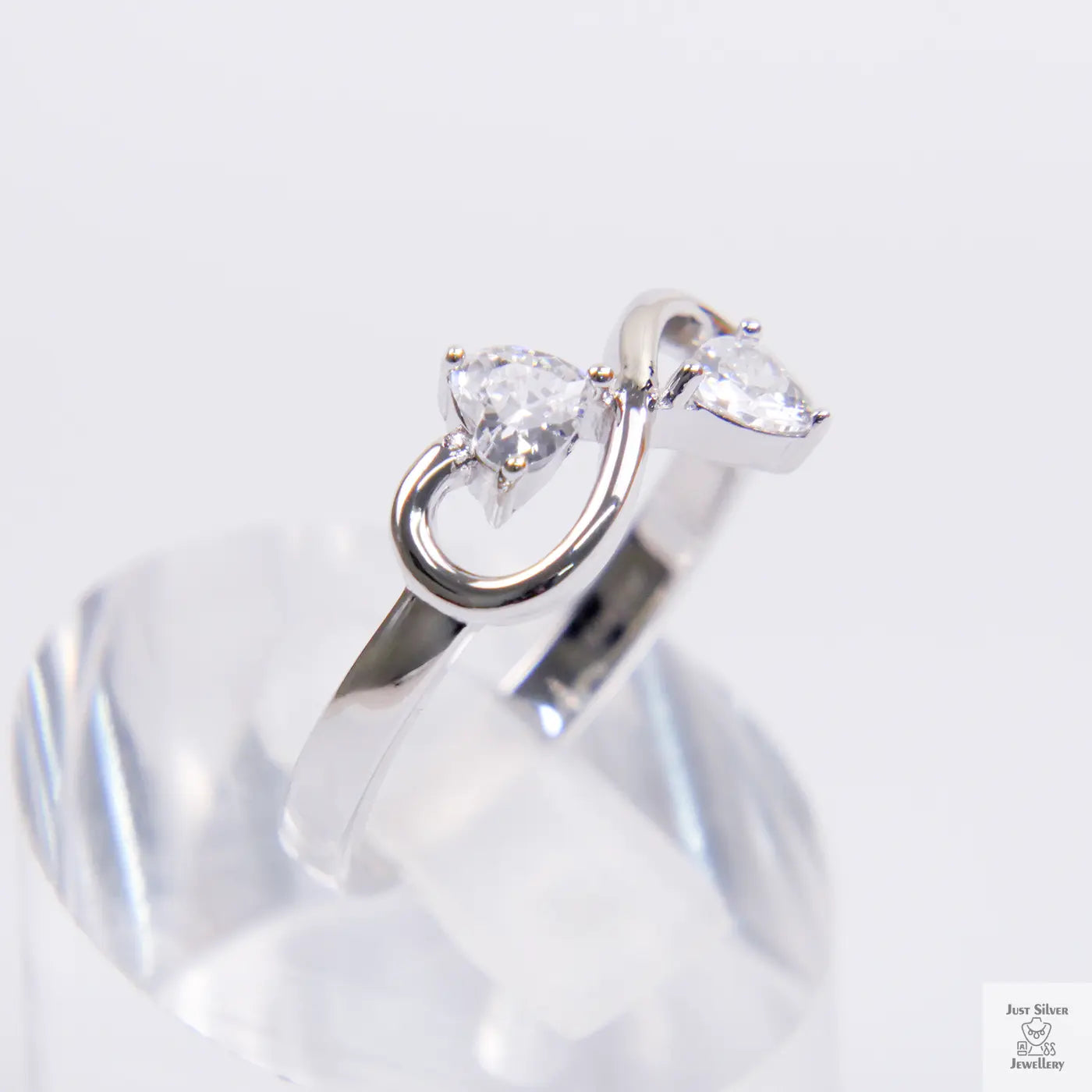 Silver Natural Zircon Infinity Ring Just Silver Jewellery