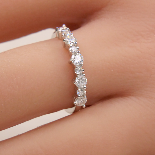 Silver 9 Stone Mossanite Eternity Ring