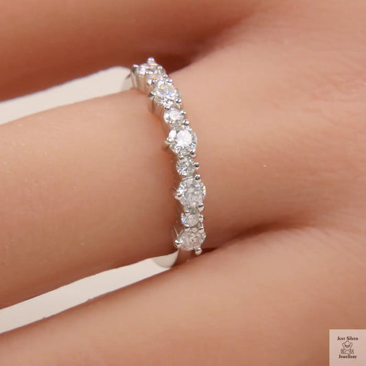 Silver 9 Stone Mossanite Eternity Ring Just Silver Jewellery