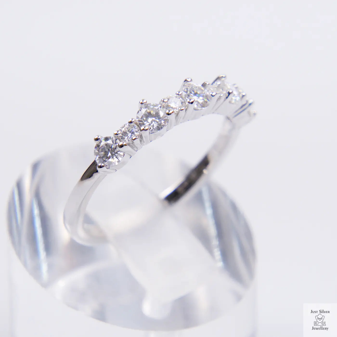 Silver 9 Stone Mossanite Eternity Ring Just Silver Jewellery