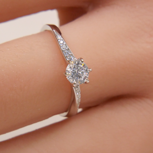 Silver Natural Zircon Solitaire Ring