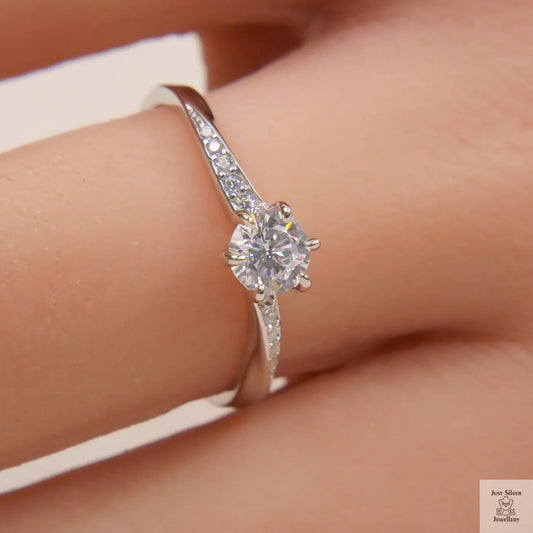 Silver Natural Zircon Solitaire Ring Just Silver Jewellery