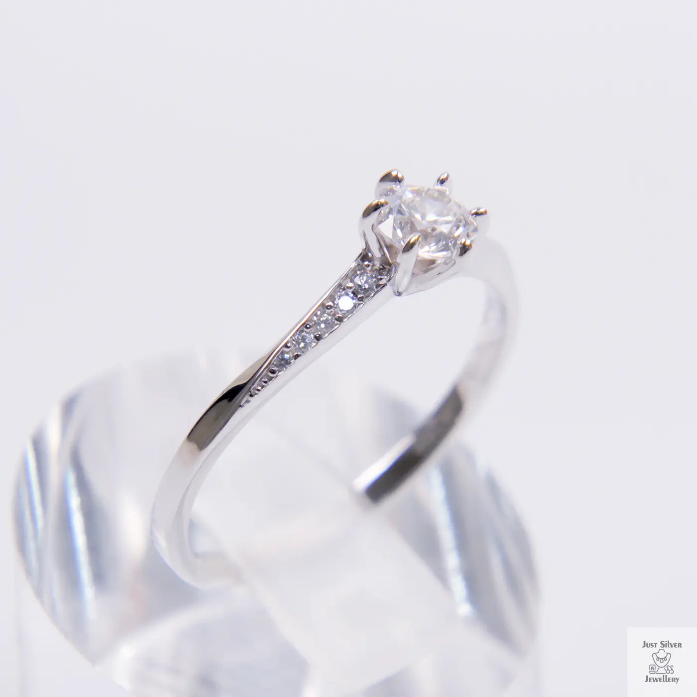 Silver Natural Zircon Solitaire Ring Just Silver Jewellery